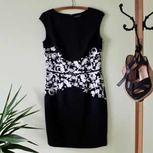 Lauren by Ralph Lauren black dress white accents